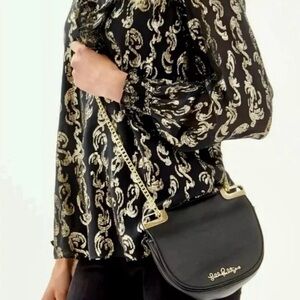 Lilly Pulitzer Onyx Crossbody Waldorf Shoulder Bag  w/Gold Chain $168 Classy